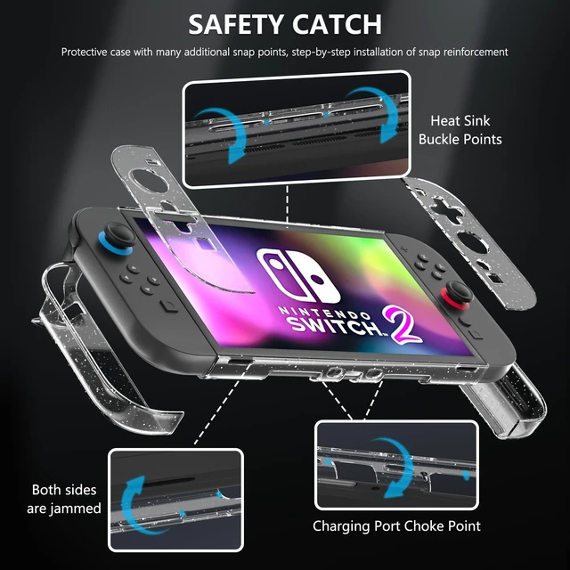 Alt view image 10 of 14 - Clear Glitter Case for Nintendo Switch 2, Protective Cover for Switch 2 and JoyCon Controller - Strong and Durable, Not Easy to Fall Off
