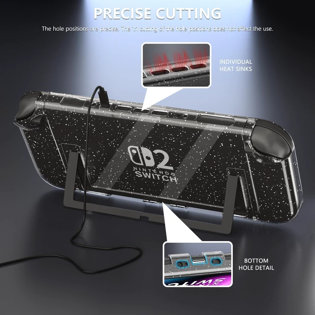 Alt view image 11 of 14 - Clear Glitter Case for Nintendo Switch 2, Protective Cover for Switch 2 and JoyCon Controller - Strong and Durable, Not Easy to Fall Off