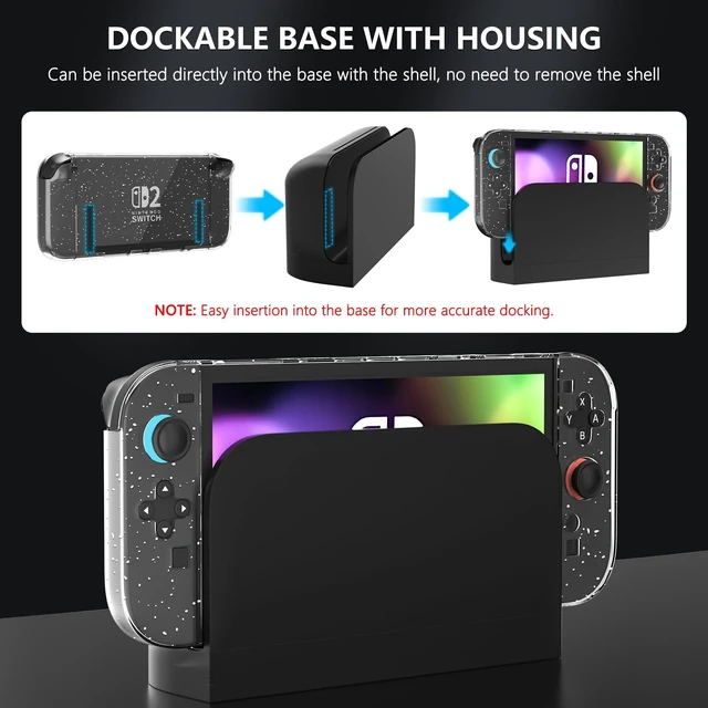 Alt view image 9 of 14 - Clear Glitter Case for Nintendo Switch 2, Protective Cover for Switch 2 and JoyCon Controller - Strong and Durable, Not Easy to Fall Off