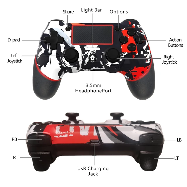 Alt view image 11 of 14 - Wireless Controller for Ps4 Romote Compatible with Ps4/Slim/Pro/Windows PC, Controller for Ps4 with 3.5mm Audio Jack, Touch Pad,Six Axis Motion Control, Charging Cable (FLAME WHITE)