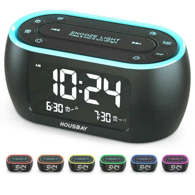 Alt view image 8 of 14 - Digital Alarm Clock Radio for Bedrooms, Phone-Free Wake-up with Dual Alarm, Night Light, Small Radio Clock for Bedside