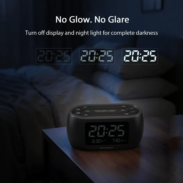 Alt view image 12 of 14 - Digital Alarm Clock Radio for Bedrooms, Phone-Free Wake-up with Dual Alarm, Night Light, Small Radio Clock for Bedside