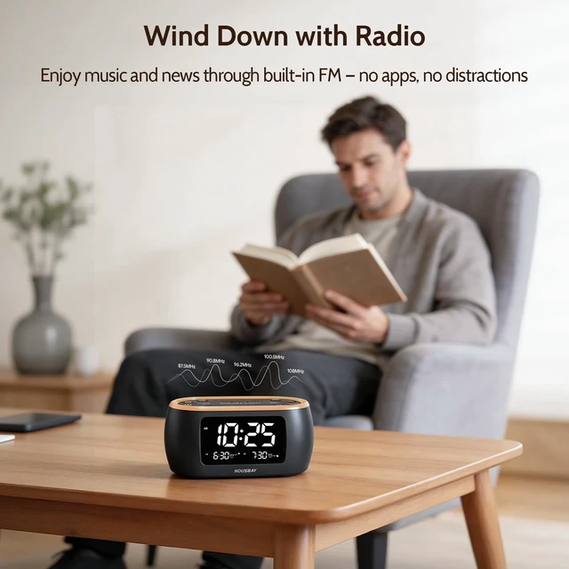 Alt view image 11 of 14 - Digital Alarm Clock Radio for Bedrooms, Phone-Free Wake-up with Dual Alarm, Night Light, Small Radio Clock for Bedside