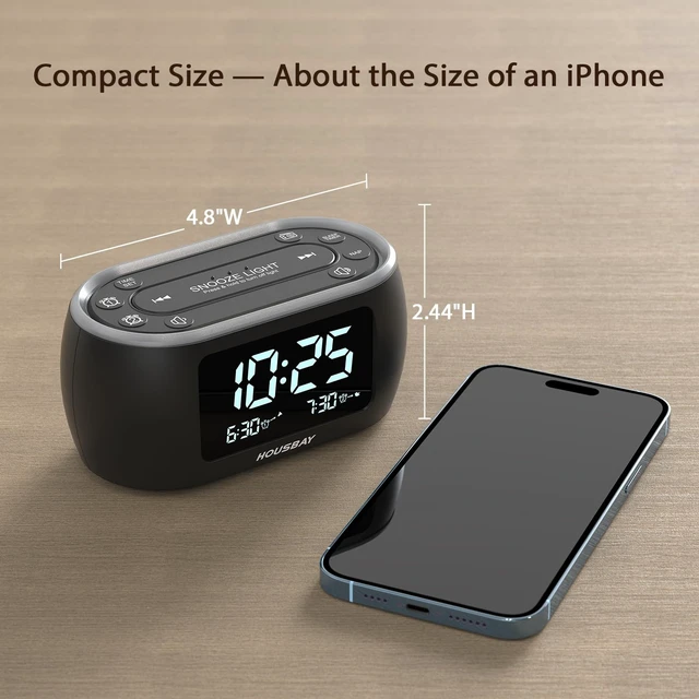 Alt view image 14 of 14 - Digital Alarm Clock Radio for Bedrooms, Phone-Free Wake-up with Dual Alarm, Night Light, Small Radio Clock for Bedside
