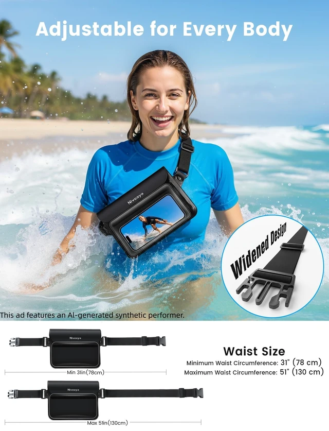 Alt view image 10 of 14 - IPX8 Waterproof Fanny Pack for Men Women, Large Capacity Touch Screen Dry Bag for Kayaking, Paddle Boarding, Waterpark & Swimming Essentials, Adjustable Waist Strap Pouch for Cell Phone