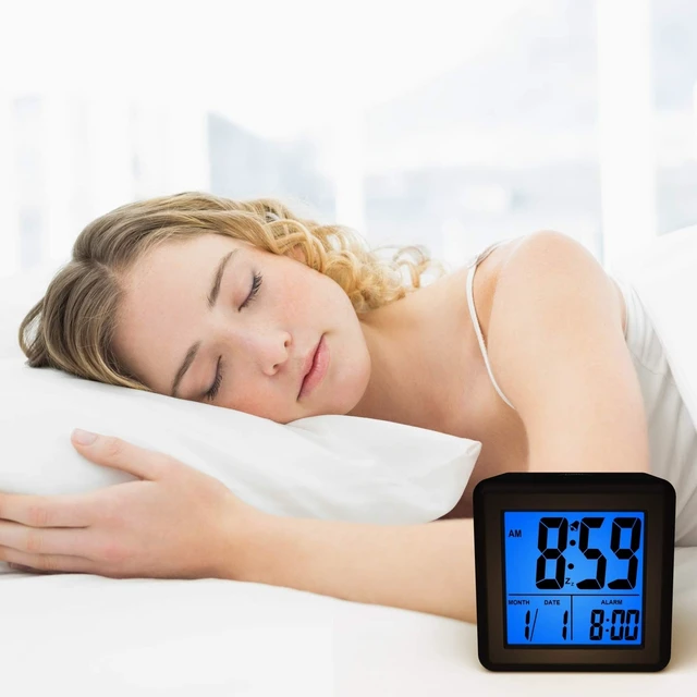 Alt view image 14 of 14 - Digital Alarm Clock Kids Alarm Clock with Snooze and Nightlight - Easy Setting Silicone Clock Display Time, Date - Loud Alarm Clock for Bedroom - Battery Powered (Black)