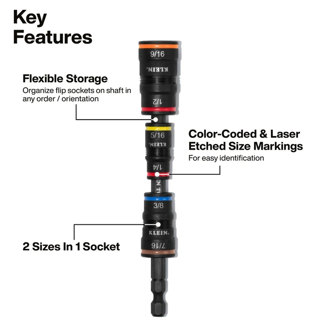 Alt view image 10 of 14 - 20-in-1 SAE Impact Rated Sockets and Screwdriver Tool with Phillips, Slotted, Square and Torx Tips
