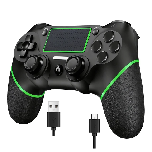 Alt view image 8 of 14 - Wireless Controller for Ps4 Controller Compatible with PS4/Slim/Pro/Windows PC,with Touchpad/Vibration/Built-in Speaker&3.5mm Headphone Jack/Six-axis Motion Control/USB-C Charging Cable,Black Green