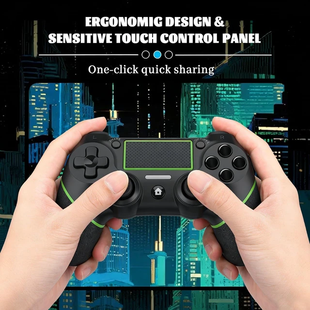 Alt view image 14 of 14 - Wireless Controller for Ps4 Controller Compatible with PS4/Slim/Pro/Windows PC,with Touchpad/Vibration/Built-in Speaker&3.5mm Headphone Jack/Six-axis Motion Control/USB-C Charging Cable,Black Green