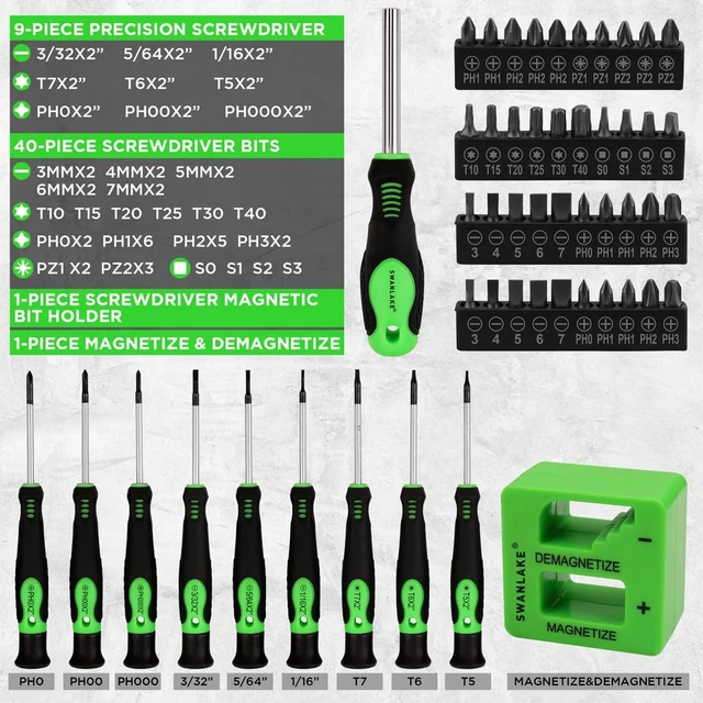 Alt view image 10 of 14 - 86PCS Magnetic Screwdriver Set,Includes Slotted/Phillips/Torx Mini Precision Screwdriver, Replaceable Screwdriver Bits and nut drivers With Sturdy tool box