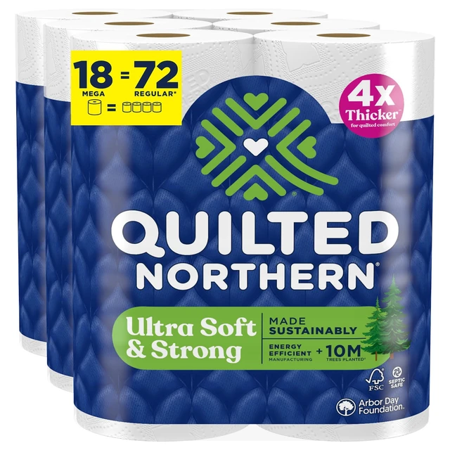 Alt view image 8 of 14 - Ultra Soft & Strong Toilet Paper, 18 Mega Rolls = 72 Regular Rolls, 4X Stronger*, Premium Soft Toilet Tissue