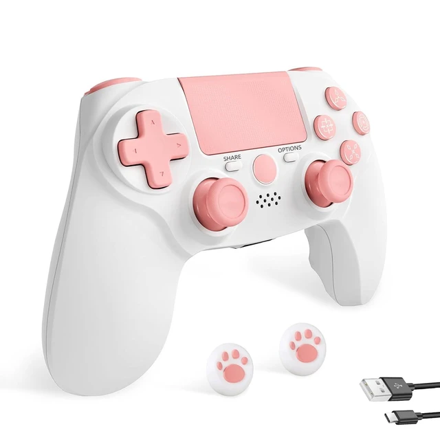 Alt view image 8 of 14 - Controller wireless for ps4,Compatible with PS4/Slim/Pro/PC/IOSWith USB-C Cable/800mAh Battery/6-Axis Gyro/3.5mm Audio Jack/Multi Touch Pad(pink)