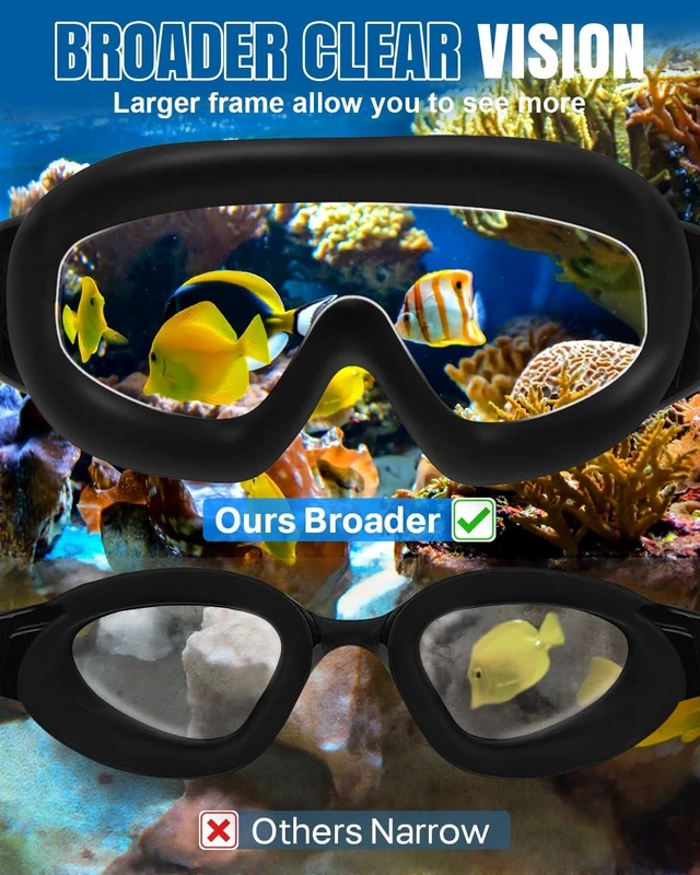 Alt view image 11 of 14 - Swim Goggles 2 Pack, Wide View Anti Fog&UV Swimming Goggles for Audlt, No Leaking Swim Glasses for Men Women Youth