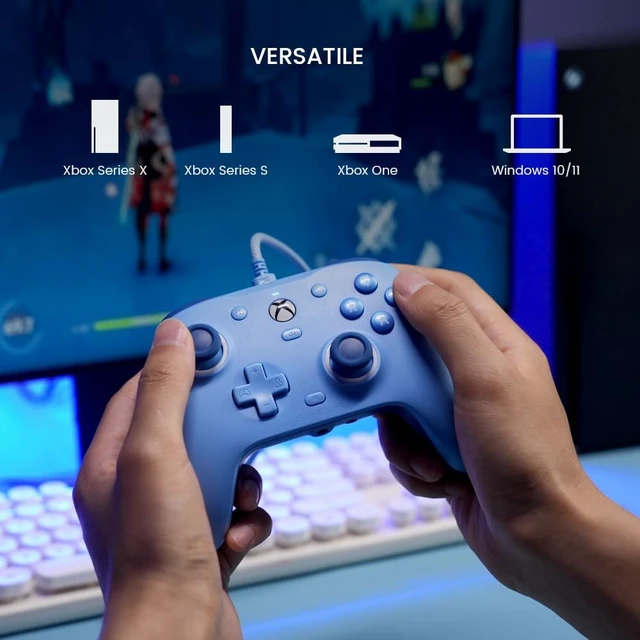 Alt view image 8 of 12 - Blue Wired Xbox Controller for PC, Xbox Series X/S, Xbox One, Officially Licensed Hall Effect Xbox Controller with 3.5mm Earphone Port, 2 Mappable Back Buttons,Anti Stick-Drift