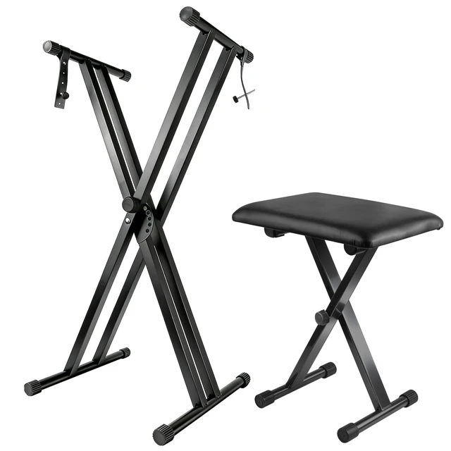 Alt view image 8 of 14 - Keyboard Stand Piano Bench Set, 2026 Upgrade Heavy Duty Double X Keyboard Stand Piano Stand, Adjustable&Portable Digital Piano Stand with Locking Straps