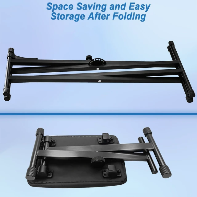 Alt view image 12 of 14 - Keyboard Stand Piano Bench Set, 2026 Upgrade Heavy Duty Double X Keyboard Stand Piano Stand, Adjustable&Portable Digital Piano Stand with Locking Straps