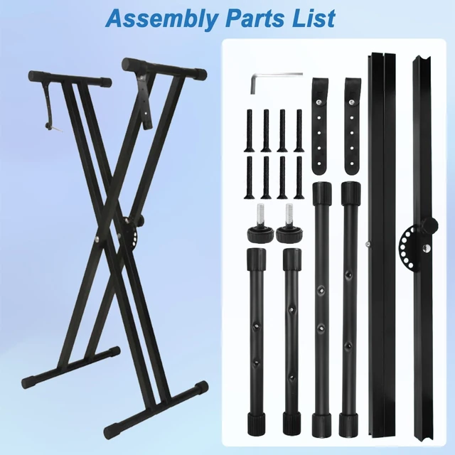 Alt view image 14 of 14 - Keyboard Stand Piano Bench Set, 2026 Upgrade Heavy Duty Double X Keyboard Stand Piano Stand, Adjustable&Portable Digital Piano Stand with Locking Straps