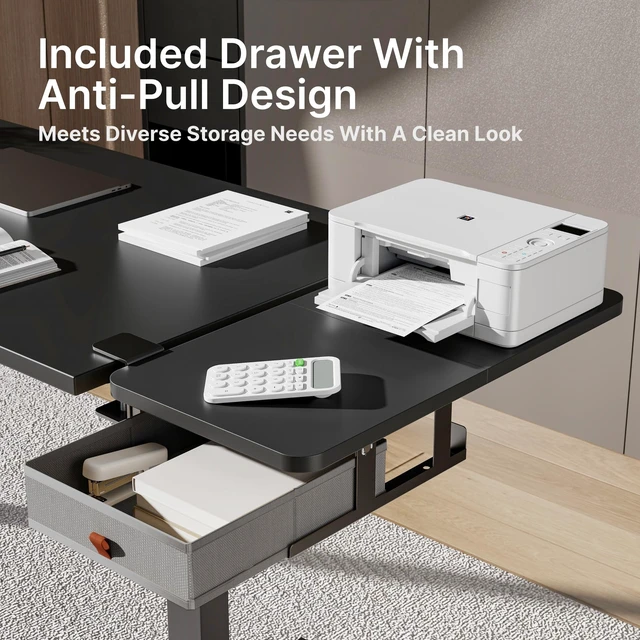 Alt view image 11 of 14 - Desk Extender Tray, 24" x 12", with Storage Drawer, Medium, Black