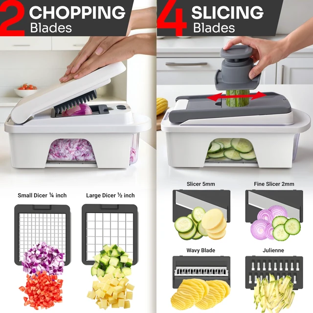 Alt view image 11 of 14 - Pro-Series All-in-One, 12 Blade Mandoline Slicer for Kitchen