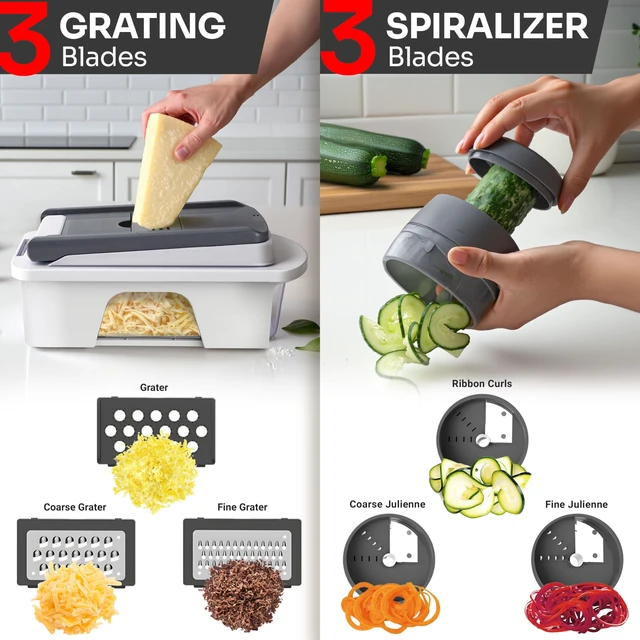 Alt view image 12 of 14 - Pro-Series All-in-One, 12 Blade Mandoline Slicer for Kitchen