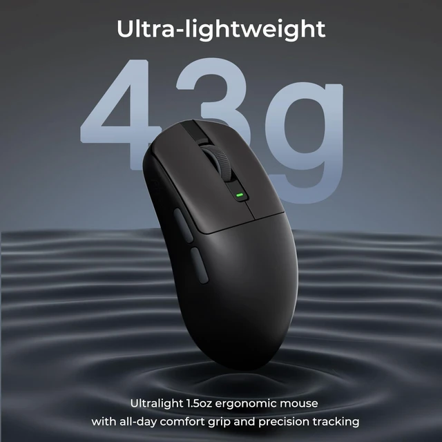 Alt view image 10 of 14 - Wireless Gaming Mouse, 24000 DPI, 43g Ultra-Lightweight, PAW3311 Sensor, 2.4G/Bluetooth/USB-C Rechargeable Wireless Mouse with 5 Programmable Buttons for PC/Mac, Black Grey