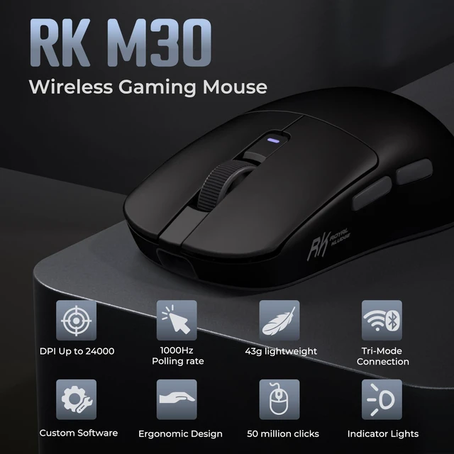 Alt view image 9 of 14 - Wireless Gaming Mouse, 24000 DPI, 43g Ultra-Lightweight, PAW3311 Sensor, 2.4G/Bluetooth/USB-C Rechargeable Wireless Mouse with 5 Programmable Buttons for PC/Mac, Black Grey