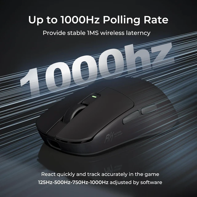Alt view image 12 of 14 - Wireless Gaming Mouse, 24000 DPI, 43g Ultra-Lightweight, PAW3311 Sensor, 2.4G/Bluetooth/USB-C Rechargeable Wireless Mouse with 5 Programmable Buttons for PC/Mac, Black Grey