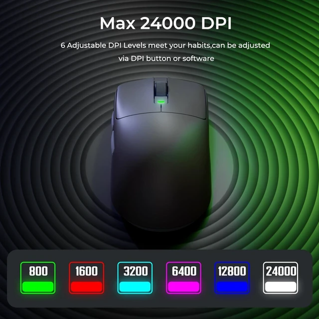 Alt view image 13 of 14 - Wireless Gaming Mouse, 24000 DPI, 43g Ultra-Lightweight, PAW3311 Sensor, 2.4G/Bluetooth/USB-C Rechargeable Wireless Mouse with 5 Programmable Buttons for PC/Mac, Black Grey