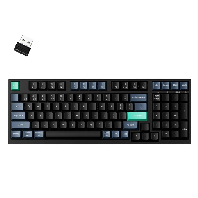 Alt view image 8 of 14 - Wireless Keyboard, 2.4 GHz/Bluetooth 96% Layout Keyboard with Numeric Keypad Silent Typing Launcher Support Ergonomic Angle Compatible with Mac Windows Linux