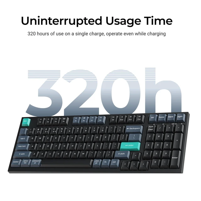Alt view image 14 of 14 - Wireless Keyboard, 2.4 GHz/Bluetooth 96% Layout Keyboard with Numeric Keypad Silent Typing Launcher Support Ergonomic Angle Compatible with Mac Windows Linux