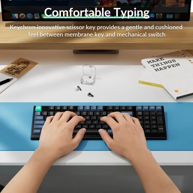 Alt view image 9 of 14 - Wireless Keyboard, 2.4 GHz/Bluetooth 96% Layout Keyboard with Numeric Keypad Silent Typing Launcher Support Ergonomic Angle Compatible with Mac Windows Linux