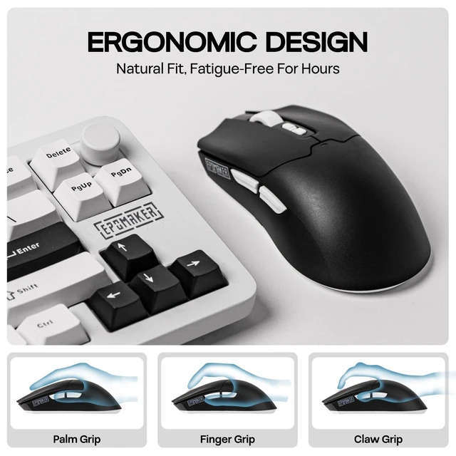 Alt view image 11 of 14 - Lite Wireless Gaming Mouse, 800 to 12,000 DPI Adjustable, PAW3311 Sensor, 500mAh, 59g, 2.4G/BT/USB-C Rechargeable Wireless Mouse with 5 Programmable Buttons for PC/Mac/Linux (Black)