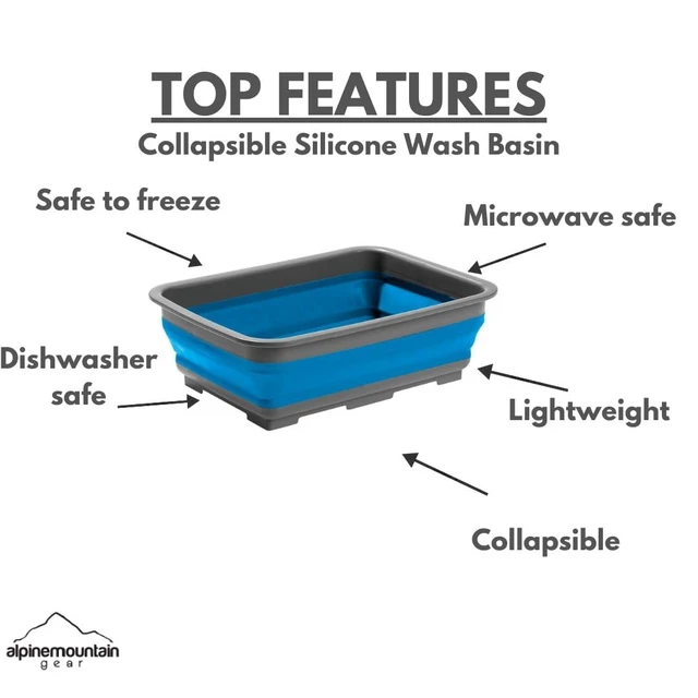 Alt view image 10 of 14 - Collapsible Silicone Washing Container for Camping and Backpacking - Camping Dishware Gear Essentials in Blue (Made by Caddis Sports)