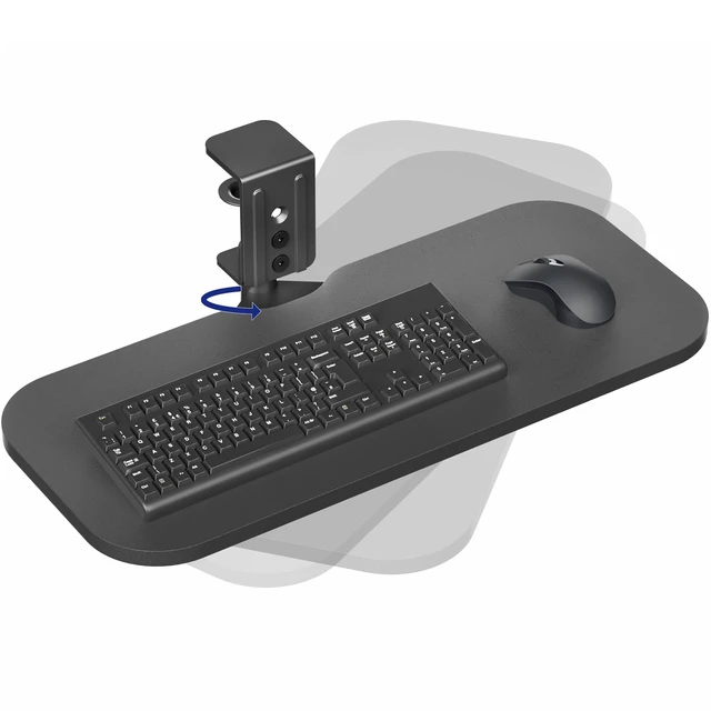 Alt view image 8 of 14 - Clamp-on 23 x 10 inch Rotating Computer Keyboard and Mouse Tray, Extra Sturdy Desk Swivel Clamp, Ergonomic Typing, Black, MOUNT-KB04CB