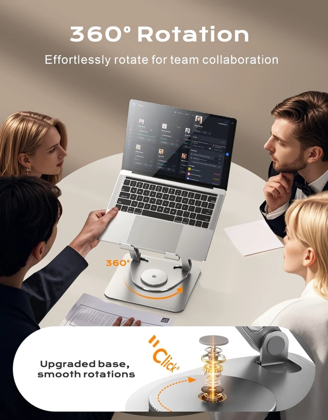 Alt view image 9 of 14 - 360° Rotatable Laptop Stand for Desk Adjustable Height | Ergonomic & Portable Laptop Riser Holder, Dual-bar Support Durable Computer Stand for MacBook Air Pro, Dell XPS, HP (10-16")