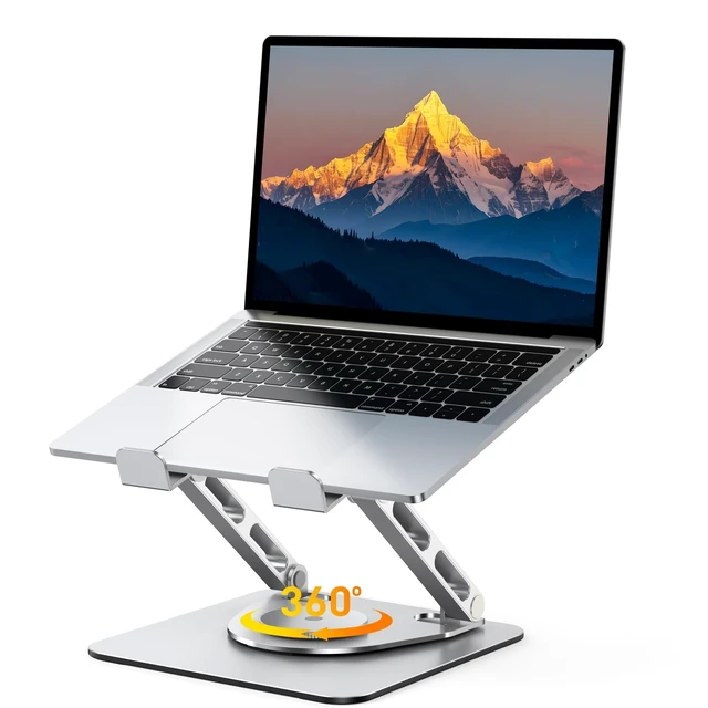 Alt view image 8 of 14 - 360° Rotatable Laptop Stand for Desk Adjustable Height | Ergonomic & Portable Laptop Riser Holder, Dual-bar Support Durable Computer Stand for MacBook Air Pro, Dell XPS, HP (10-16")