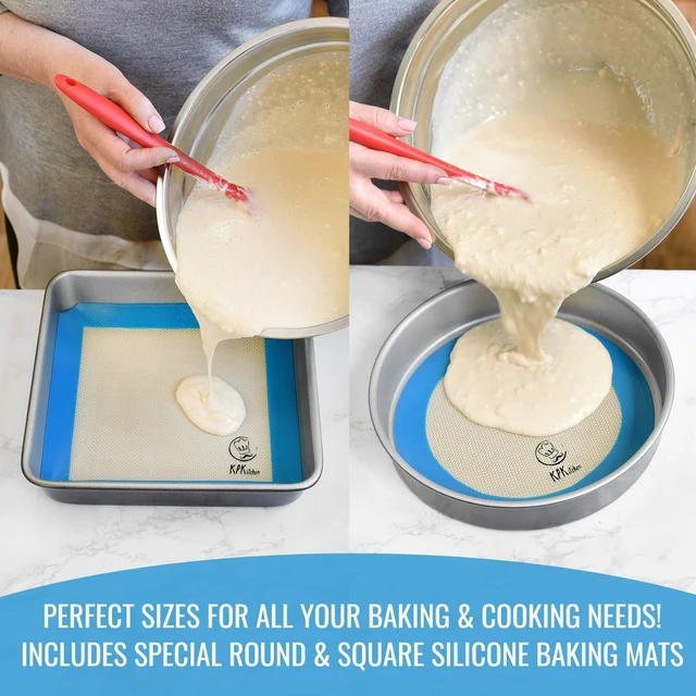 Alt view image 13 of 14 - Silicone Baking Mat Set of 5-2 Half Sheets (Macaron & Cookie Circle On Mat) + 1 Quarter + 1 Round & 1 Square Size Silicone Baking Sheet - Nonstick & Easy to Clean - 100% Silicone Mats for Baking