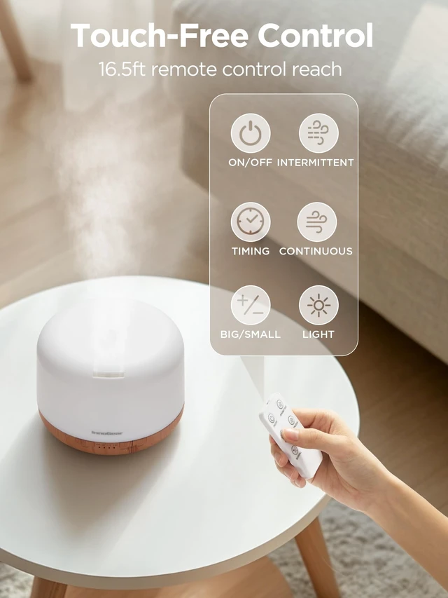 Alt view image 13 of 14 - 500ml Aromatherapy Diffuser for Home 10 Essential Oil Set, Yellow | Gift Set, Remote Control, Automatic Shut-Off, 4 Timers, Quiet, Run up to 18hrs, Cool Mist Humidifier, Large Room, Easy to Use