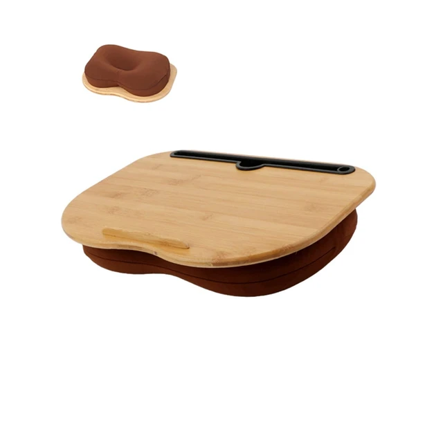 Alt view image 8 of 14 - Lap Desk for 14" Laptops-Bamboo Laptop Desk with Cushion & Phone Holder, Portable Laptop Stand with Tray, 15x11 Inches