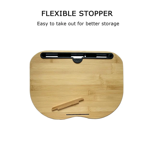 Alt view image 12 of 14 - Lap Desk for 14" Laptops-Bamboo Laptop Desk with Cushion & Phone Holder, Portable Laptop Stand with Tray, 15x11 Inches