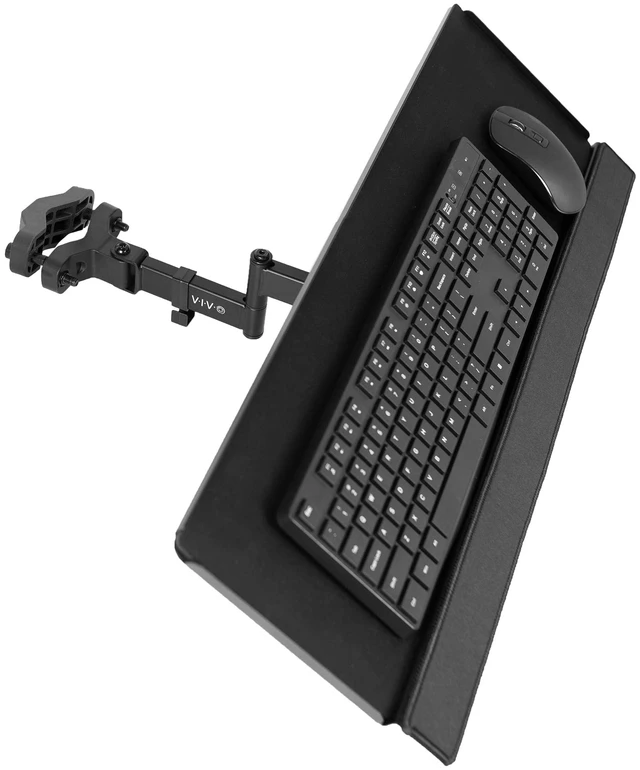 Alt view image 8 of 14 - Inch Keyboard and Mouse Tray Pole Mount, 360 Degree Rotation, Neutral Writing Position, Black, Mount-POLEKB