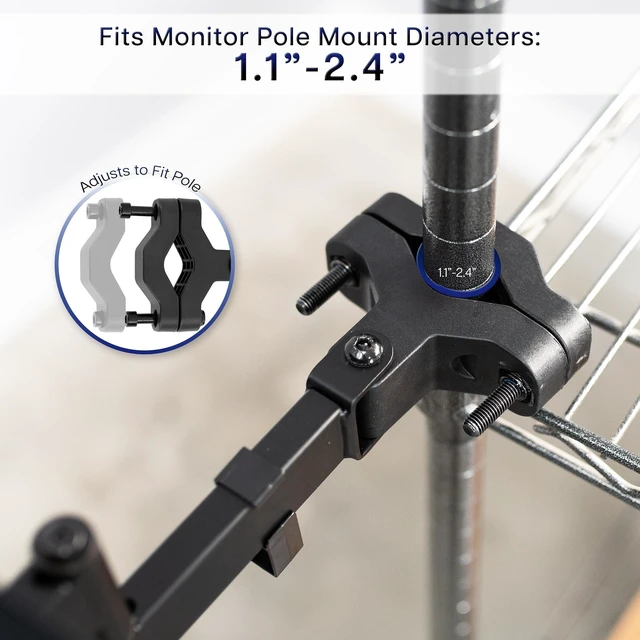 Alt view image 10 of 14 - Inch Keyboard and Mouse Tray Pole Mount, 360 Degree Rotation, Neutral Writing Position, Black, Mount-POLEKB
