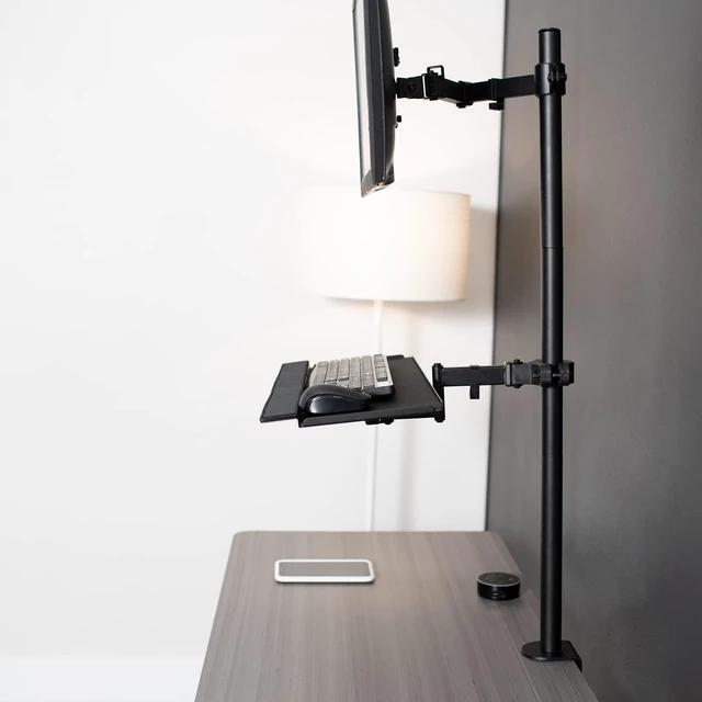 Alt view image 14 of 14 - Inch Keyboard and Mouse Tray Pole Mount, 360 Degree Rotation, Neutral Writing Position, Black, Mount-POLEKB