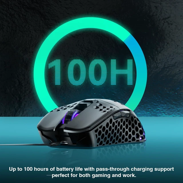 Alt view image 12 of 14 - Honeycomb Shell Gaming Mouse Wireless,Tri-Modes BT/2.4G Wireless/Type-C Wired Gamer Mouse with 2 Side Buttons, Macro Programmable and RGB Light for PC/Mac/Laptop,Black