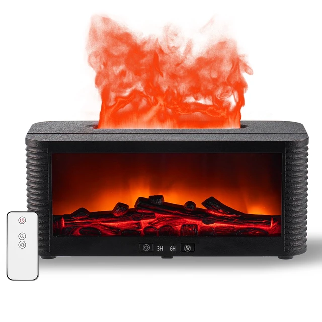 Alt view image 7 of 12 - 2026 Upgraded 9 Color Flame Fireplace Aroma Essential Oil Diffuser,250ml USB Desktop Noiseless Cool Mist Humidifier with Timer Auto-Off Protection for Home,Office, Gift (Black)