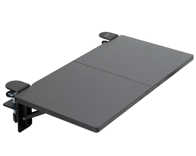 Alt view image 8 of 14 - Clamp-on 24 x 12 inch (14 Including Clamps) Desk Extender, Wrist Support, Foldable Keyboard Tray, Table Mount for Sit Stand Desks, Black, DESK-EXT24.