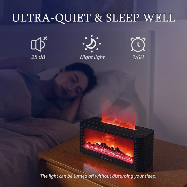 Alt view image 11 of 12 - 2026 Upgraded 9 Color Flame Fireplace Aroma Essential Oil Diffuser,250ml USB Desktop Noiseless Cool Mist Humidifier with Timer Auto-Off Protection for Home,Office, Gift (Black)
