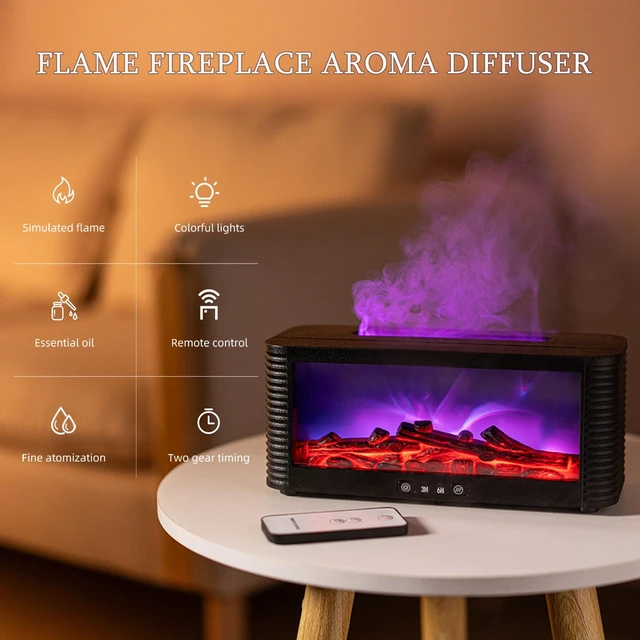 Alt view image 8 of 12 - 2026 Upgraded 9 Color Flame Fireplace Aroma Essential Oil Diffuser,250ml USB Desktop Noiseless Cool Mist Humidifier with Timer Auto-Off Protection for Home,Office, Gift (Black)