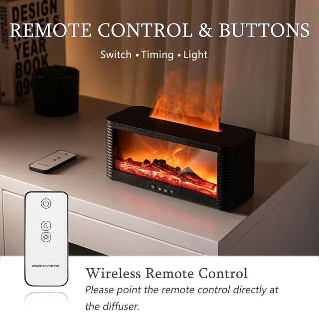 Alt view image 10 of 12 - 2026 Upgraded 9 Color Flame Fireplace Aroma Essential Oil Diffuser,250ml USB Desktop Noiseless Cool Mist Humidifier with Timer Auto-Off Protection for Home,Office, Gift (Black)