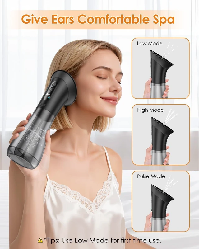 Alt view image 11 of 14 - Electric Ear Wax Removal with One-Piece Waste Tank and Smart Display, IPX7, 3 Targeted Modes, 230ml Detachable Tank, 12 Nozzles
